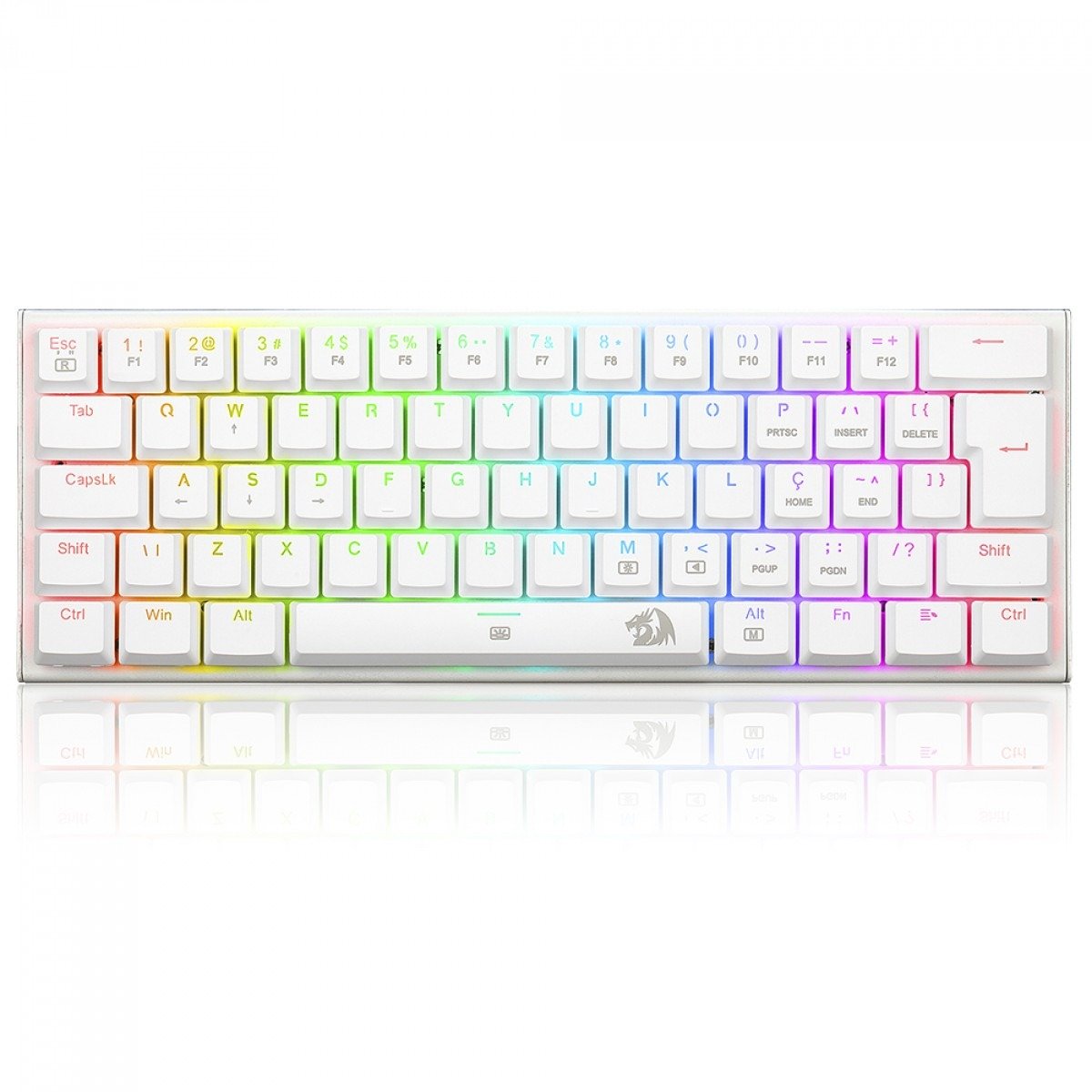 TECLADO GAMER MECANICO REDRAGON ANIVIA BRANCO RGB SWITCH AZUL ABNT-2