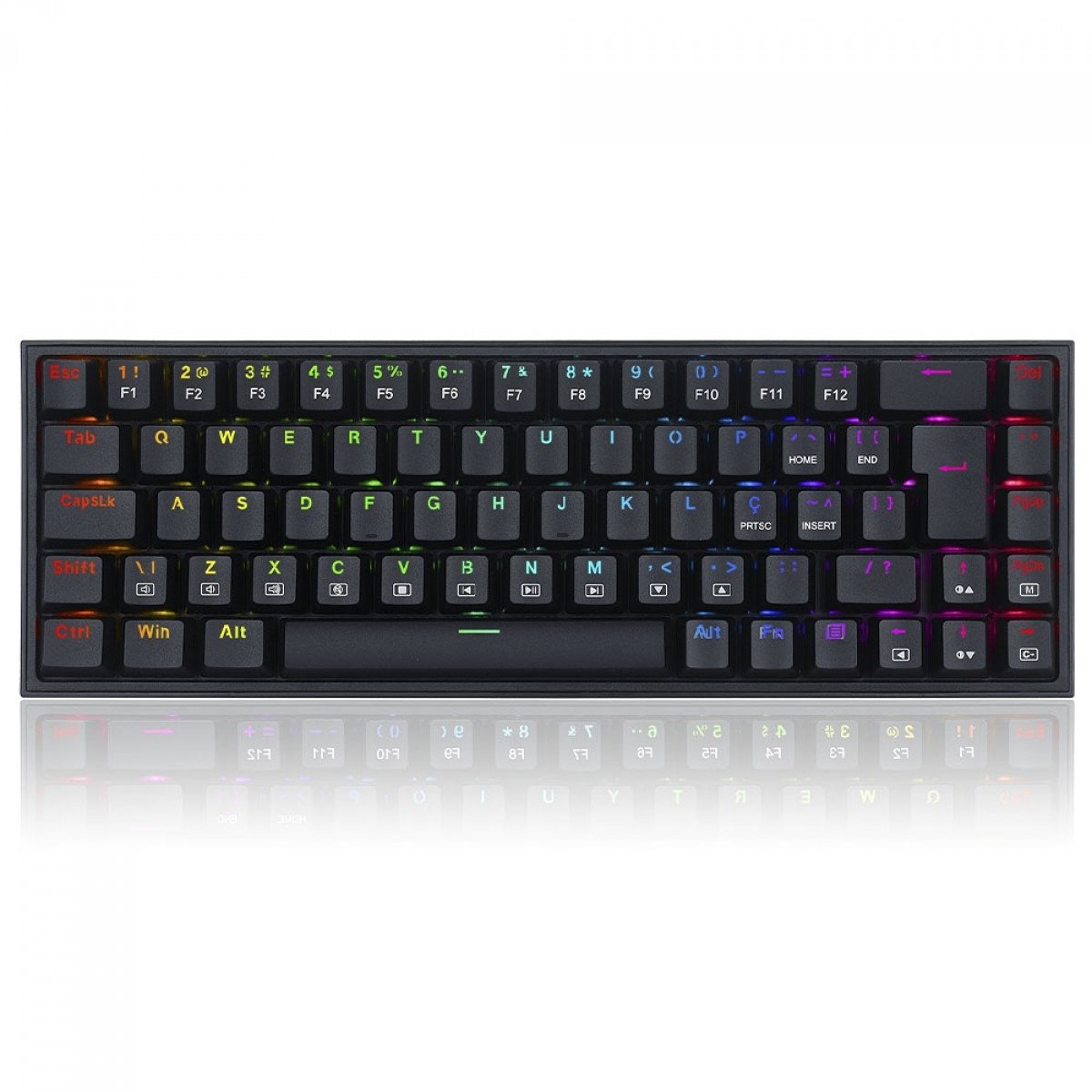 TECLADO GAMER MECANICO REDRAGON CASTOR RGB PRETO SWITCH MARROM ABNT2