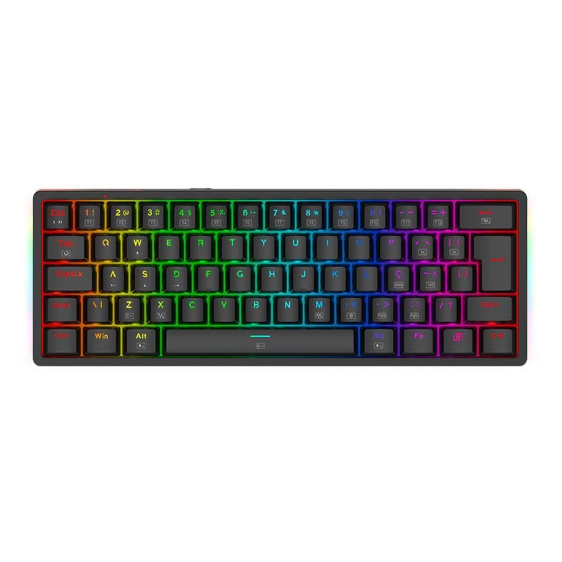 TECLADO GAMER MECANICO REDRAGON AKALI PRETO RGB SWITCH MARROM