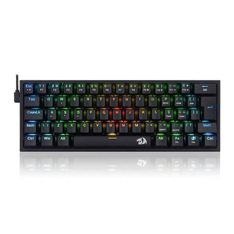 TECLADO GAMER MECANICO REDRAGON FIZZ PRO RGB PRETO SWITCH MARROM - BT, 2.4 , USB - C