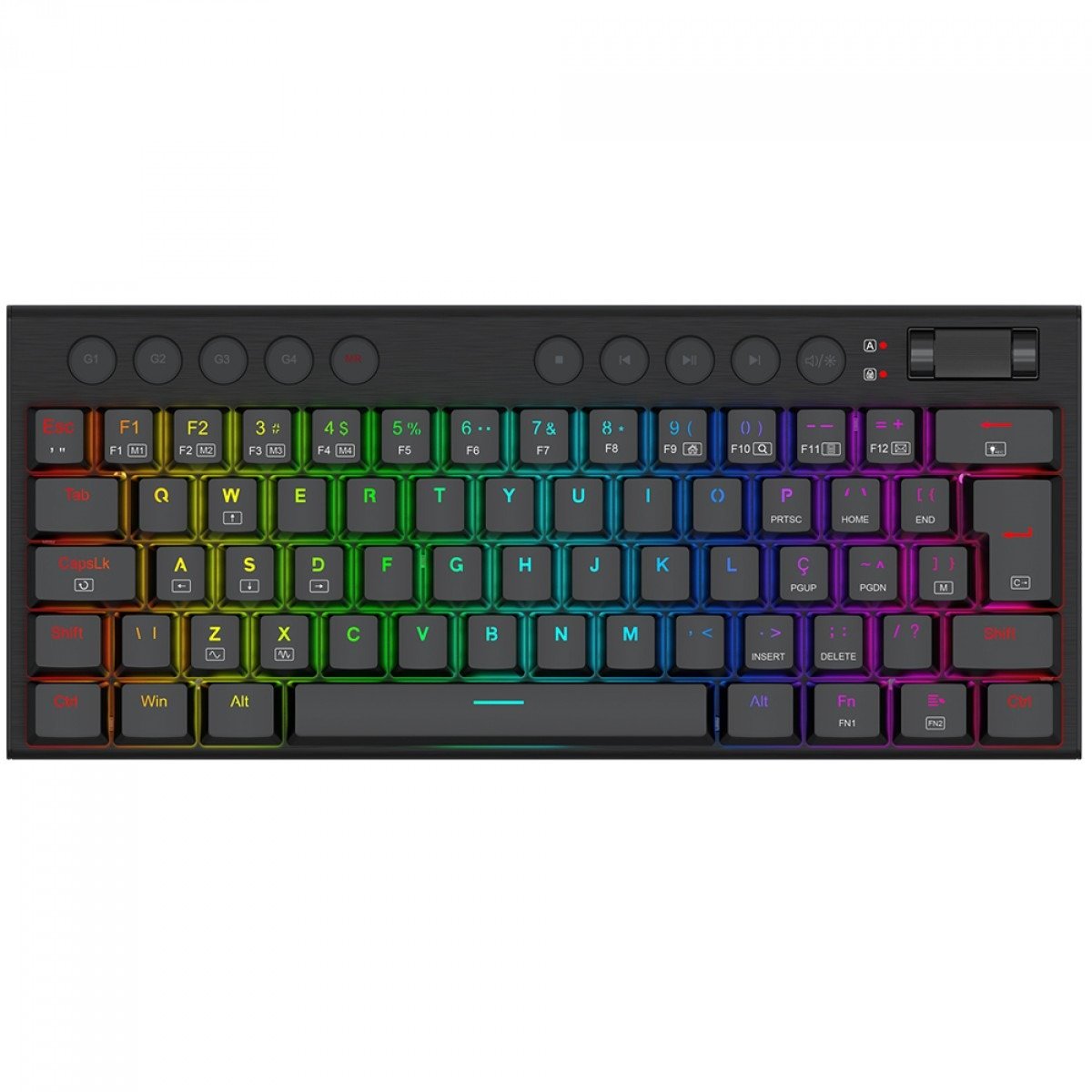 TECLADO GAMER MECANICO REDRAGON HORUS MINI RGB PRETO SWITCH MARROM